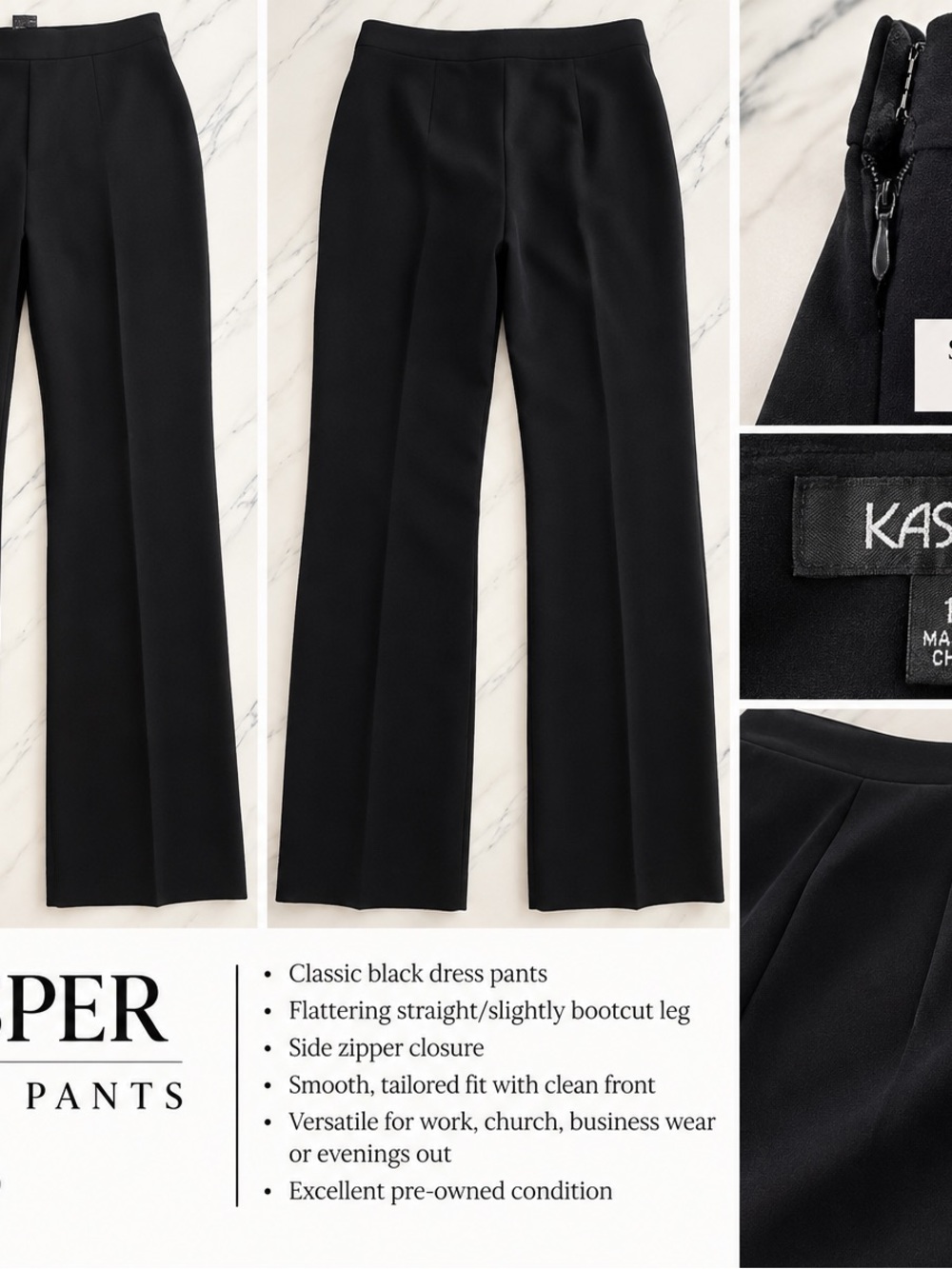Kasper Black Wide-Leg Dress Pants